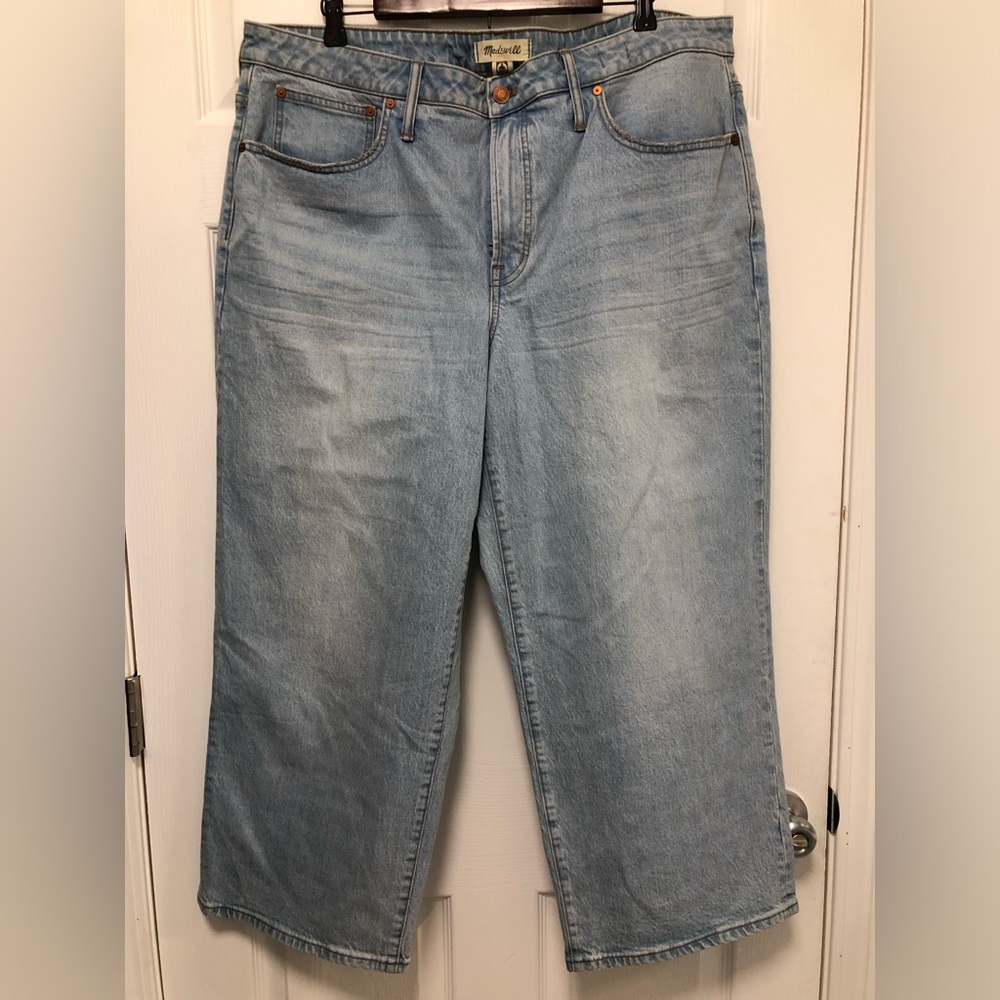 Madewell the Perfect Vintage Wide Leg Light Blue Denim Jeans Women 18W Plus Size